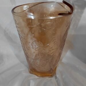 Embossed Glass Pitcher with Floral Design